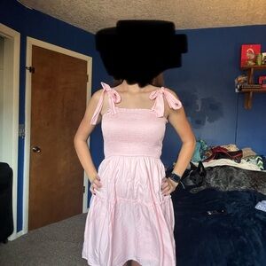 Pink Dress with Bow Straps